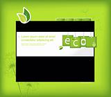 Website template with green background.