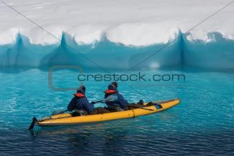 Two men in a canoe 