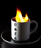 A cup of burning coffee