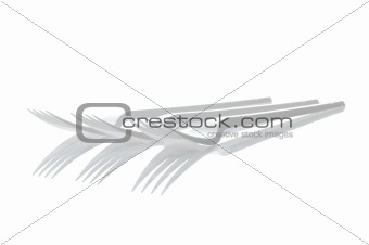 Three plastic forks