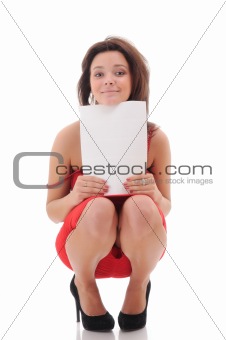 Sexy woman with blank doc.