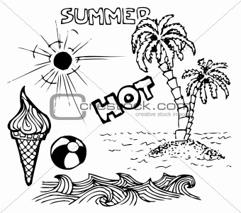 Summer doodle elements