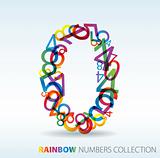 Number zero made from colorful numbers