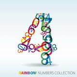Number four made from colorful numbers