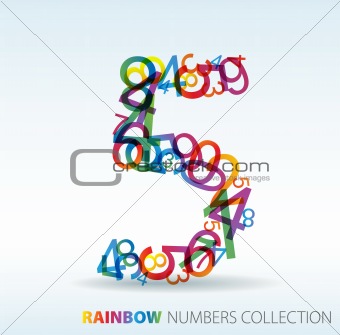 Number five made from colorful numbers