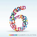 Number six made from colorful numbers