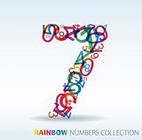 Number seven made from colorful numbers
