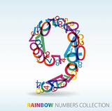 Number nine made from colorful numbers