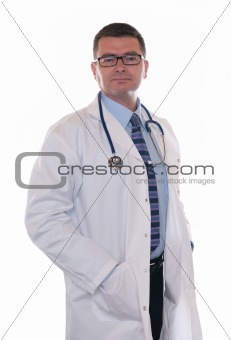 Male doctor isolated on white