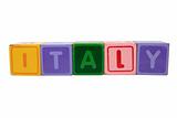 italy in toy block letters