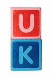 uk in toy block letters