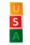usa in toy block letters