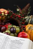 Thanksgiving Scripture and cornucopia