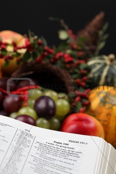 Thanksgiving Scripture and cornucopia