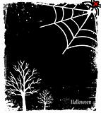 Grunge Halloween background with tree and spider