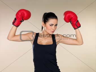 Brunette boxing girl