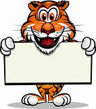 Cute Tiger holding sign