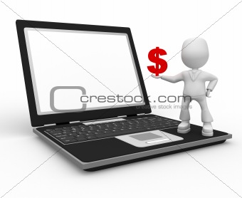 red dollar and laptop