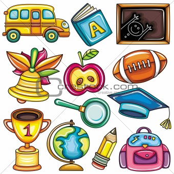 Colorful school icons