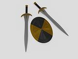 sword and shield. 3D