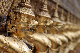 Demon gargoyles at the shrine of the Emerald Buddha, Bangkok