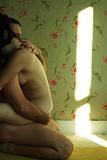 Nude couples series - sex and floral wallpaper