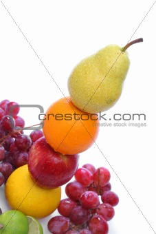 Colorful fresh fruits totem