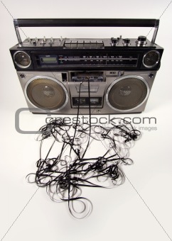 tape spewing boombox