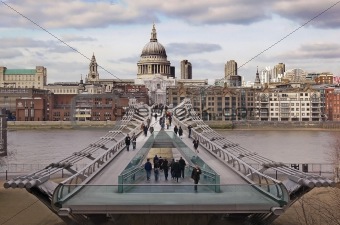 View of Wobbly Bridge from the Tate Modern