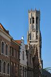 Church Steeple & Clock In Brugges, Belgium