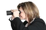 woman looking with binoculars