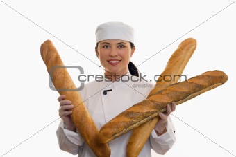 Baker with long rolls