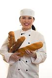 Girl with bread sticks