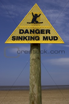 Danger sinking mud sign