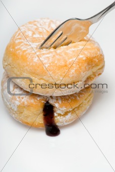 jelly donuts with fork