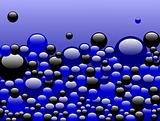 Black and Blue Bubbles on Blue
