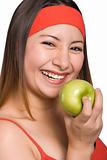 Lady eating apple