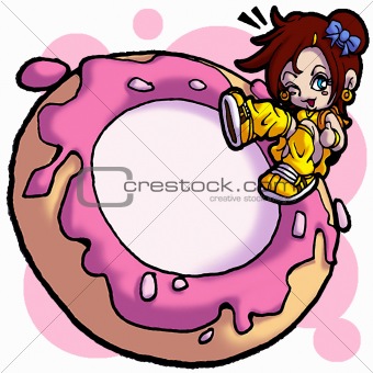 a donut and a little girl