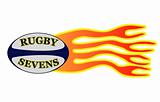 Rugby sevens ball with flames
