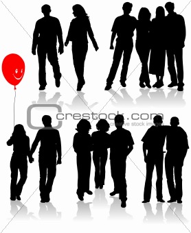 Vector silhouettes friends (man and women)
