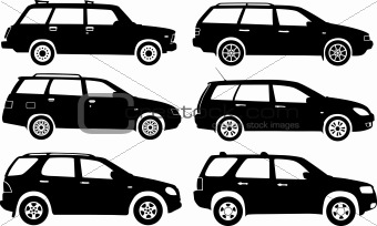 Silhouette cars, vector
