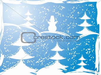 Grunge background with New Year tree, vector