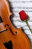 Violin, rose and sheet music