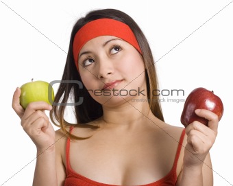 Lady and apples