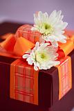 Present box with flowers
