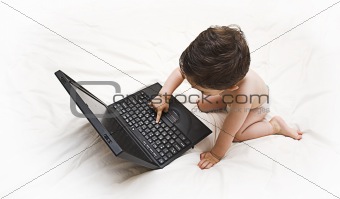 baby and laptop