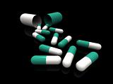 white and green pills rendered