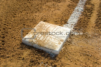 Empty base on baseball field