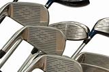 Golf clubs on white