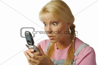 Enamored Girl Texting with Cell Phone
